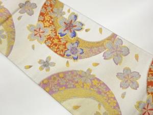 半円に桜・花弁尽くし模様織出し袋帯